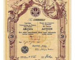 Latvijas tirdzniecības un Rūpniecības bankas akcija.