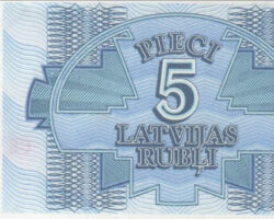 5 Latvijas rubļi, 1992, reverss.