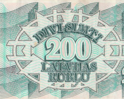 200 Latvijas rubļi, 1992, reverss.
