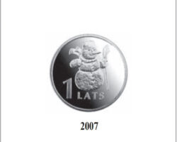 LV 1 lata monēta "Sniegavīrs" (Daina Lapiņa un Ligita Franckeviča), kalta Münze Österreich (Austrija).