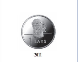 LV 1 lata monēta "Alus kauss" (Juris Dimiters un Andris Vārpa), kaltas Koninklijke Nederlandse Munt (Nīderlande).