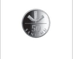 LV 50 santīmu monēta, kalta 1992. gadā Bayerisches Hauptmünzamt (Vācija), 2007. un 2009. gadā Staatliche Münzen Baden-Württemberg (Vācija).