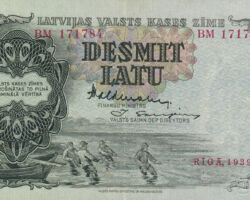10 latu banknote 1939. gads.
