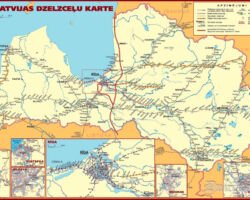 Latvijas dzelzceļu karte.