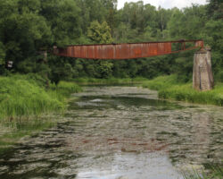 Ja kopīgi rīkosimies, Vīles tiltu vēl var glābt. Ekspedīcijas dalībnieki acina izteikt atbalstu Vīles tilta saglabāšanas iniciatīvai, kas drīzumā taps publicēta. 2020.07.21. Sabīnes Spāģes foto.