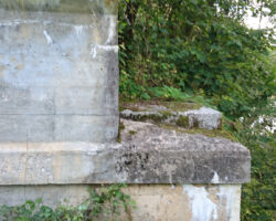 Skats uz Vīles tilta pirmā laiduma balstu Dunikas pusē. 2015.09.10.