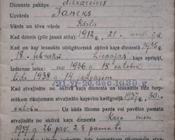 Dižkareivis Janeks Kārlis - Karaklausības apliecība